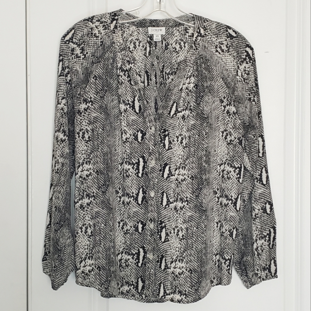 J. Crew Factory Snake Print V-neck Blouse XS